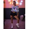 imageFloerns Womens Casual Reflective Short Sleeve Round Neck Crop Tops T ShirtsMulti