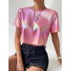 imageFloerns Womens Casual Reflective Short Sleeve Round Neck Crop Tops T ShirtsPink