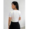 imageFloerns Womens Casual Reflective Short Sleeve Round Neck Crop Tops T ShirtsWhite