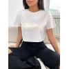 imageFloerns Womens Casual Reflective Short Sleeve Round Neck Crop Tops T ShirtsWhite
