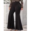 imageFloerns Womens Plus Size Flare Leg Palazzo Party Club Bell Bottom PantsBlack
