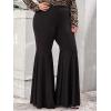 imageFloerns Womens Plus Size Flare Leg Palazzo Party Club Bell Bottom PantsBlack