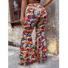 imageFloerns Womens Plus Size Flare Leg Palazzo Party Club Bell Bottom PantsRed Flower