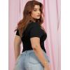 imageFloerns Womens Plus Size Rhinestone Lace Up Front Short Sleeve Tee ShirtsBlack