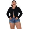 imageFloerns Womens Plus Size Rhinestone Lace Up Front Short Sleeve Tee ShirtsBlack Long