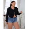 imageFloerns Womens Plus Size Rhinestone Lace Up Front Short Sleeve Tee ShirtsBlack Long