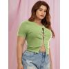 imageFloerns Womens Plus Size Rhinestone Lace Up Front Short Sleeve Tee ShirtsGreen