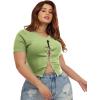 imageFloerns Womens Plus Size Rhinestone Lace Up Front Short Sleeve Tee ShirtsGreen
