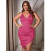 imageFloerns Womens Plus Size Sleeveless Asymmetrical Hem Split Thigh Bodycon DressPink