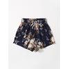 imageFloerns Womens Summer Tribal Print Elastic Waist Beach ShortsBlack Flower