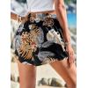 imageFloerns Womens Summer Tribal Print Elastic Waist Beach ShortsBlack Tropical