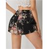 imageFloerns Womens Summer Tribal Print Elastic Waist Beach ShortsBlack and Pink Flower