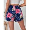 imageFloerns Womens Summer Tribal Print Elastic Waist Beach ShortsDeep Blue Tropical