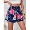imageFloerns Womens Summer Tribal Print Elastic Waist Beach ShortsDeep Blue Tropical