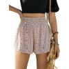 imageFloerns Womens Summer Tribal Print Elastic Waist Beach ShortsKhaki Paisley