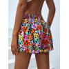 imageFloerns Womens Summer Tribal Print Elastic Waist Beach ShortsOrange Flower