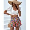 imageFloerns Womens Summer Tribal Print Elastic Waist Beach ShortsOrange Flower