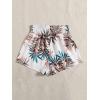 imageFloerns Womens Summer Tribal Print Elastic Waist Beach ShortsWhite Plants