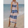 imageFloerns Womens Tie Dye Sleeveless Scoop Neck Drawstring Ruched Slit Hem Long DressBlue Multi