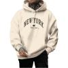 imageFloerns Mens Letter Graphic Print Lightweight Hoodies Long Sleeve Drawstring Pullover Sweatshirts With PocketsKhaki Letter