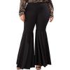 imageFloerns Womens Plus Size Flare Leg Palazzo Party Club Bell Bottom PantsBlack