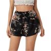 imageFloerns Womens Summer Tribal Print Elastic Waist Beach ShortsBlack and Pink Flower