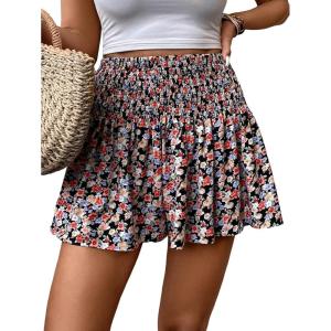imageFloerns Womens Summer Tribal Print Elastic Waist Beach ShortsBlack Floral