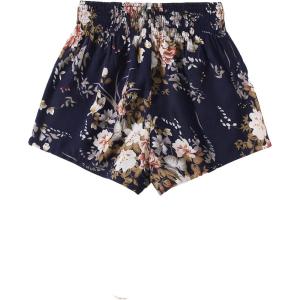 imageFloerns Womens Summer Tribal Print Elastic Waist Beach ShortsBlack Flower