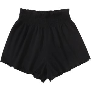 imageFloerns Womens Summer Tribal Print Elastic Waist Beach ShortsBlack Solid