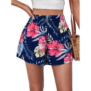 imageFloerns Womens Summer Tribal Print Elastic Waist Beach ShortsDeep Blue Tropical