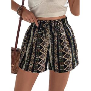 imageFloerns Womens Summer Tribal Print Elastic Waist Beach ShortsGreen Boho