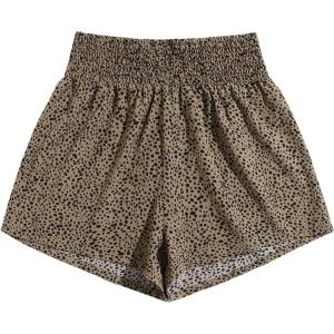 imageFloerns Womens Summer Tribal Print Elastic Waist Beach ShortsKhaki Dots