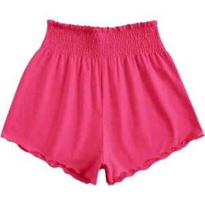 imageFloerns Womens Summer Tribal Print Elastic Waist Beach ShortsSolid Pink