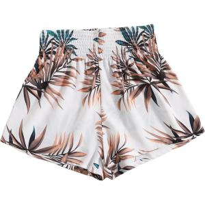 imageFloerns Womens Summer Tribal Print Elastic Waist Beach ShortsWhite Plants