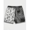 imageFloerns Mens Letter Graphic Print Drawstring Waist Workout Track ShortsBlack Paisley
