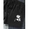imageFloerns Mens Letter Graphic Print Drawstring Waist Workout Track ShortsBlack White Flower