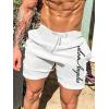 imageFloerns Mens Letter Graphic Print Drawstring Waist Workout Track ShortsWhite Cream