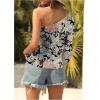 imageFloerns Womens Boho One Shoulder Vintage Floral Print Long Sleeve Blouse TopBlack