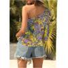imageFloerns Womens Boho One Shoulder Vintage Floral Print Long Sleeve Blouse TopYellow