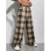 imageFloerns Womens Plaid Print Elastic Waist Sleepwear Pajama Bottom PantsApricot and Black