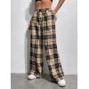 imageFloerns Womens Plaid Print Elastic Waist Sleepwear Pajama Bottom PantsApricot and Black