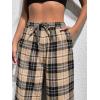imageFloerns Womens Plaid Print Elastic Waist Sleepwear Pajama Bottom PantsApricot and Black