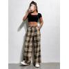 imageFloerns Womens Plaid Print Elastic Waist Sleepwear Pajama Bottom PantsApricot and Black