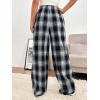 imageFloerns Womens Plaid Print Elastic Waist Sleepwear Pajama Bottom PantsBlack Ink Multi