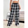 imageFloerns Womens Plaid Print Elastic Waist Sleepwear Pajama Bottom PantsBlack Ink Multi