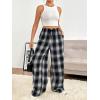 imageFloerns Womens Plaid Print Elastic Waist Sleepwear Pajama Bottom PantsBlack Ink Multi