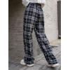 imageFloerns Womens Plaid Print Elastic Waist Sleepwear Pajama Bottom PantsBlack White Tartan