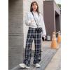 imageFloerns Womens Plaid Print Elastic Waist Sleepwear Pajama Bottom PantsBlack White Tartan
