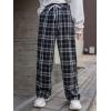 imageFloerns Womens Plaid Print Elastic Waist Sleepwear Pajama Bottom PantsBlack White Tartan