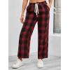 imageFloerns Womens Plaid Print Elastic Waist Sleepwear Pajama Bottom PantsBlack and Red